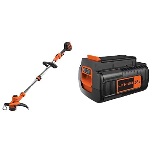 Image of BLACK+DECKER Strimmer, 36V Cordless, BATTERY NOT INCLUDED (Bare) & BLACK DECKER Lithium Ion Battery 36V 2.0Ah Convenient Compact Rechargeable and Versatile BBL20362