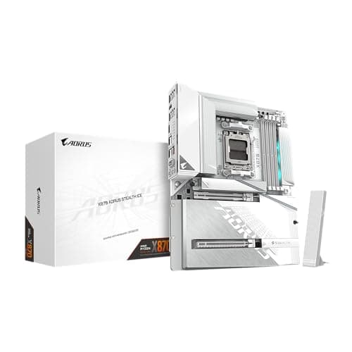 Image of GIGABYTE X870 AORUS Stealth ICE AMD AM5 Motherboard, ATX, DDR5, 4X M.2, PCIe 5.0, 2xUSB-4,USB-C, WIFI7, 5GbE LAN, EZ-Latch