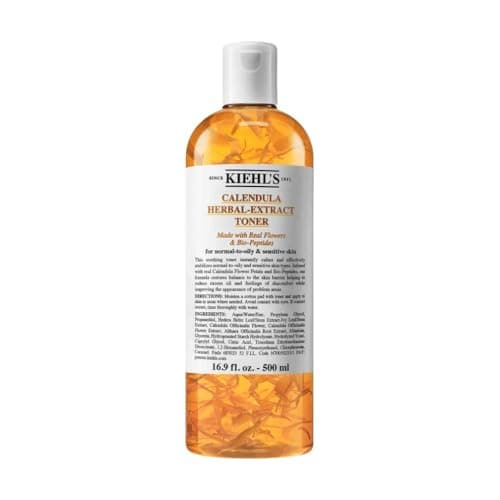 Image of Kiehl's Calendula Herbal-Extract Toner, Soothing Alcohol-Free Facial Toner with Hand-Picked Calendula Flower Petals, Refreshes and Soothes for Normal to Oily Skin, Classic Formula