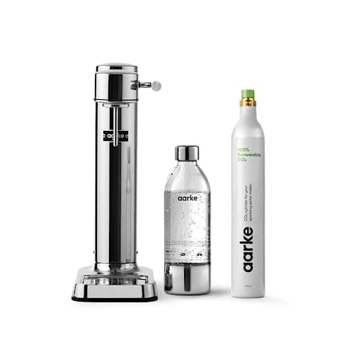 Image of Aarke Carbonator 3, Sparkling Water Maker in Stainless Steel, Steel Finish + 60 Litre Cylinder with Renewable CO2
