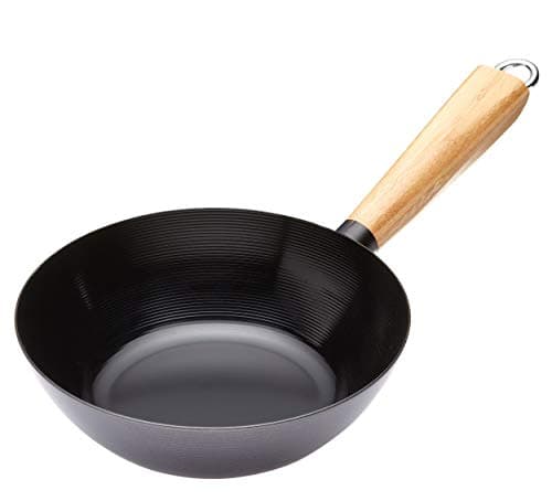Image of KitchenCraft World of Flavours 20 cm Non Stick Wok for Induction Hob, Suitable for All Heat Sources, Carbon Steel, Small, Black/Brown