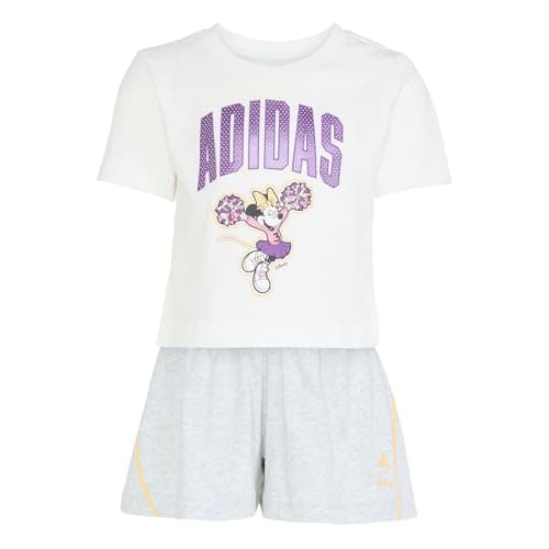 Image of adidas Girl's DISNEY MINNIE MOUSE T-SHIRT SET, white/Semi Ice Tangerine, 5-6 Years