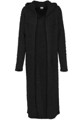 Image of Urban Classics Women's Ladies Hooded Feather Cardigan Sweater, Schwarz (Black 7), Medium