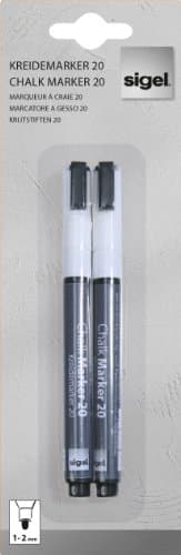 Image of SIGEL GL178 Chalk Marker 20, round-tip 1-2 mm, white, 2 pcs.