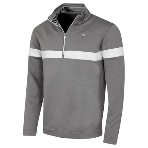 Image of Calvin Klein Mens Scale CK Insul-Lite 1/2 Zip Sweater - Silver Marl - M