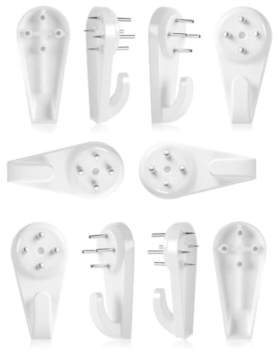 Image of Merriway BH00092 Non-Trace Hardwall/ Drywall Picture Hanger Hook, 40 mm (1.5"), White - Pack of 10 Pieces