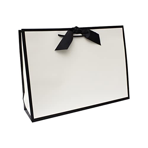 Image of Nu-Nuel 2 Large Gift Paper Bags with Rope Handle | Black Edge Matt Laminated Gift Bags | Paper bags for Birthday, Wedding, Baby Showers, Bridal Party, Christmas (2, LARGE- 440x320x120mm)