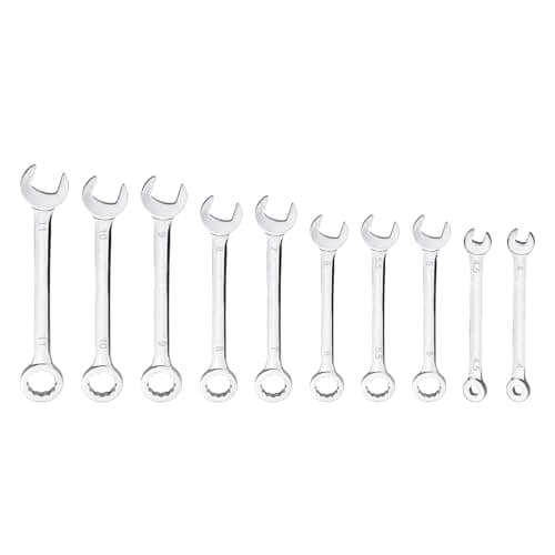 Image of 10-Piece Professional Small Spanner Set, 4-11mm Metric Stubby Combination Wrench Kit with Dual Box & Open End, Durable Carbon Steel w/Pouch for Tight Space Bike, Car & Appliance Repair