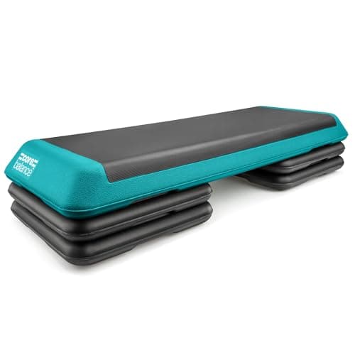 Image of Core Balance Aerobic Step, Large Professional Exercise Stepper, 3 Level Height Adjustable Fitness Platform, L109cm x W41cm x H10/15/20cm (Teal)