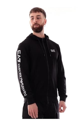 Image of Emporio Armani EA7 Logo Series Men's Cotton Hoodie 7M000568, black / white, L