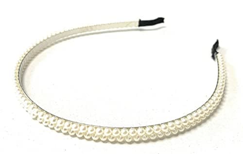Image of Classic Girls White Ivory Double Row Pearl Alice Band Hair Head Women's Bridal Headband