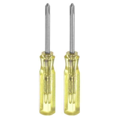 Image of sourcing map 2Pcs PH0 Mini Phillips Screwdriver 2mm Magnetic Cross Head 45mm Length for Small Appliances Repairs, Yellow