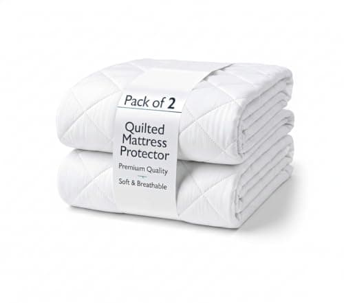 Image of BedLooms Single Mattress Protector - Pack of 2 Quilted Mattress Cover (91x190cm) – Premium Microfiber Anti-Allergy Mattress Pad