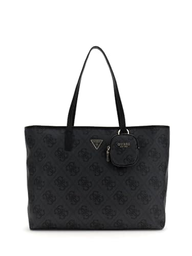 Image of GUESS Women's Coal Logo Printed Pu Power Play Large Tech Tote Bag