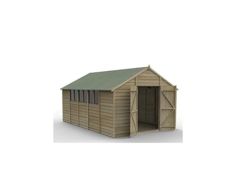 Image of Forest Garden 4LIFE Apex Shed 10x15 | Double Door | 6 Windows|25 Year Anti-Rot Guarantee