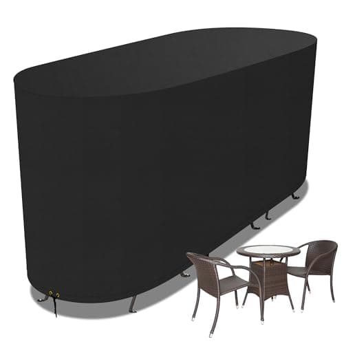 Image of Funshot Bistro Set Cover Waterproof,420D Oxford Fabric Outdoor Garden Patio Furniture Set Cover Windproof Anti-UV,Outdoor Bistro Table Cover for Table and 2 Chairs,124x63x80cm