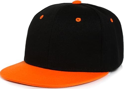 Image of YeeHeen Snapback Hat Flat Bill Visor Hats Adjustable Hip Hop Baseball Cap for Women Men Black Orange