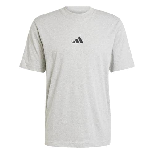 Image of adidas Men's Essentials Small Logo Single Jersey TEE, Medium Grey Heather/Black, L