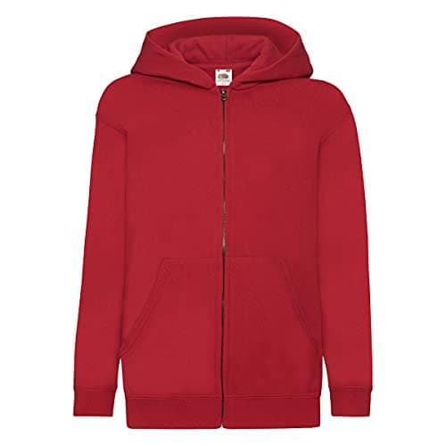 Image of Fruit of the Loom 62045 Kids Classic Hooded Sweat Jacket - Burgundy - 7-8 Years