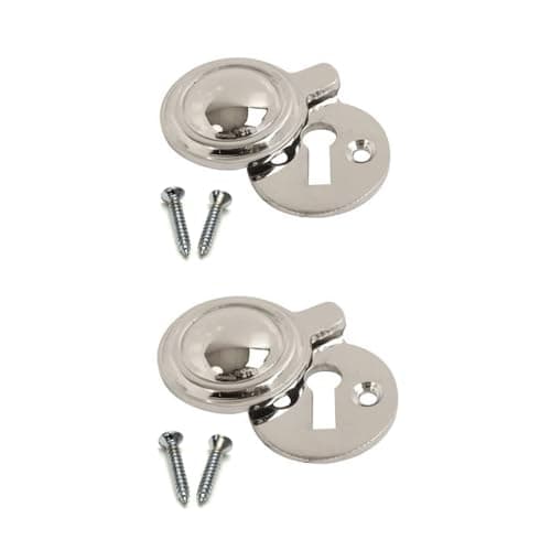 Image of Victorian Keyhole Covered Escutcheon Chrome Covered Round Front Door Keyhole Covered 35mm Plate Lock Cover with Screws for Internal Doors Pack of 2.
