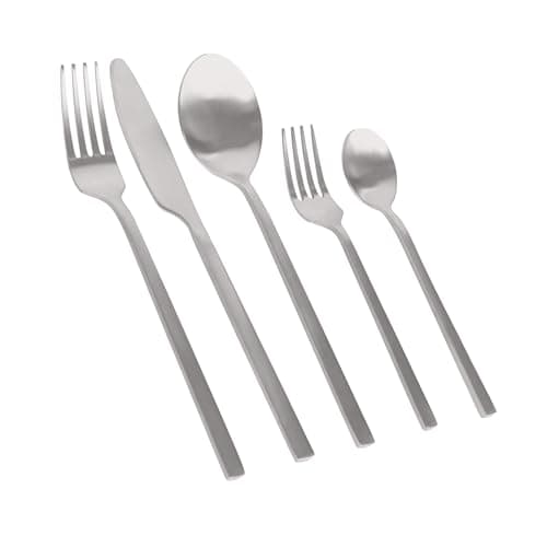Image of Argon Tableware 40 Piece Silver Stainless Steel Cutlery Set – Classic Dining Set for 8 People with Knives, Forks, Spoons & Teaspoons – Dishwasher Safe Elegant Tableware