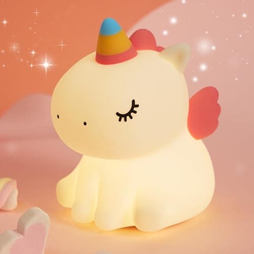 Image of Cute Unicorn Night Light, Dimmable Nursery Kawaii Lamps for Room Decor, Super Squishy Silicone Timed Night Lamp. Great Ambience Light for Camping Party Room Decor [Energy Class G] (Unicorn)