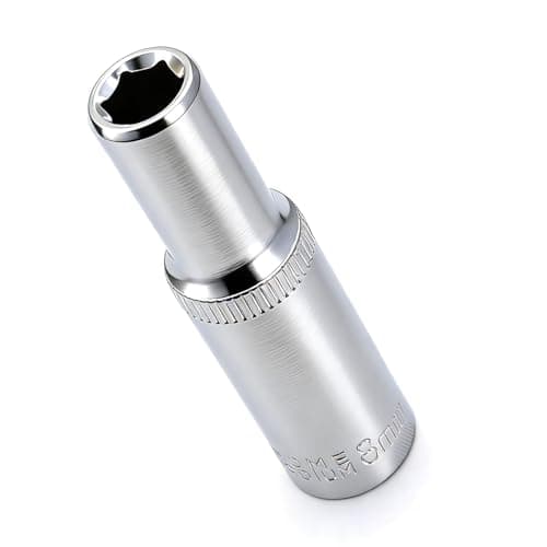 Image of Youzzei 8mm Deep Sockets 3/8" Drive, 6 Point 3/8 Inch Square Drive Socket, Polishing CR-V Alloy Steel 8mm Metric Socket 2.52" Length for Car Repair Mechanical Maintenance Home Use