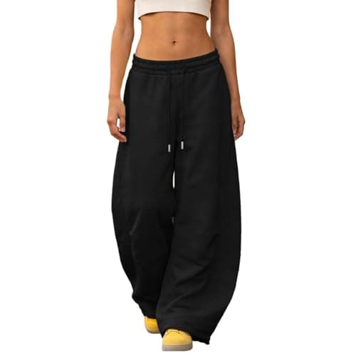Image of Baggy Joggers Women Wide Leg Oversized Casual, Streetwear Style Summer Joggers with Comfortable, Sport Dancing Loungewear for Fall (Black, M)