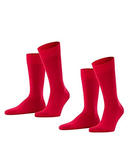Image of FALKE Men's Happy Double Pack M So Cotton Plain 2 Pairs Socks, Red Scarlet 8228, 5.5-8