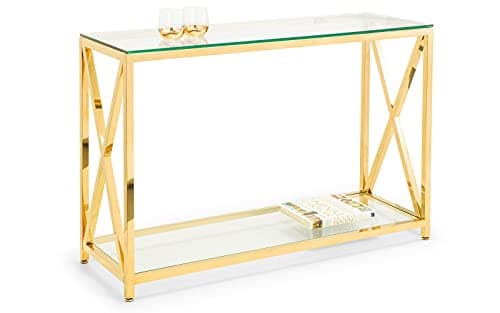 Image of Julian Bowen Miami Console Table - Glass & Gold Tables