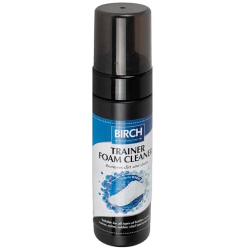 Image of BIRCH Shoe Cleaner Foam 148ml – White Trainer Cleaner for Suede, Leather, Canvas, Boots & Sneakers – Stain & Dirt Remover Shoes, Leather, Nubuck, Fabric, Mesh, Rubber, PU