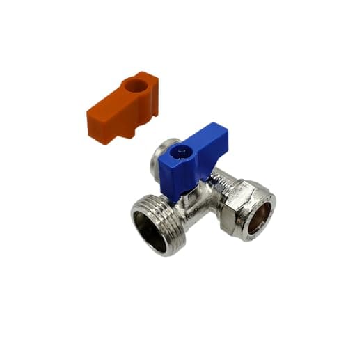 Image of PlumbEZ Washing Machine Valves – Brass Isolation Valves for Hot & Cold Water – Straight, Tee & Elbow Fittings for Appliances & Laundry Supply Lines (Tee Valve)