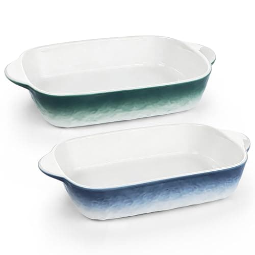 Image of Aleker 2 Pcs Casserole Dishes with Handle,8In Ceramic Baking Dish Pie Dish for the Oven Serving Dishes,Rectangular Lasagna Dishes for Lasagne, Pies, Casserole, Tapas Microwave Dishwasher Safe