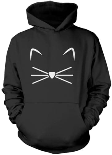 Image of Cat Face Unisex Hoodie - Black Large