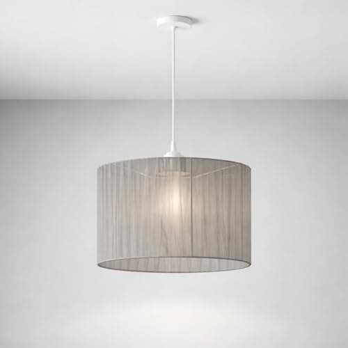 Image of CGC Lighting Indoor Ceiling Lamp Shade 30cm Sheer Organza Silk Pendant Table Lamp Bedroom Dining Room Lounge (Grey Silk Sylvie)