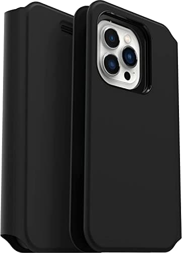 Image of OtterBox Strada Via Case for iPhone 13 Pro, Shockproof, Drop Proof, Slim, Soft Touch Protective Folio Case with Card Holder, 2x Tested to Military Standard, Black