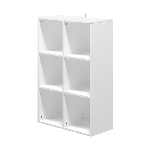 Image of Panana Wooden Bookcase Book Shelf Display Storage Cube Unit With 6/7/8 Compartments for Living Room Bedroom Furniture (White, 6 Cube)