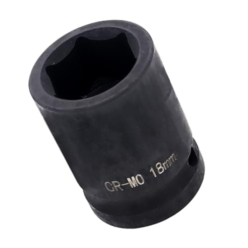 Image of Youzzei 1/2 Inch 18mm Impact Socket, 6 Point Shallow Metric Socket, Upgraded CR-MO Steel 1.5" Length 18mm Impact Sockets Adapter 1/2" Drive for Car Repair Mechanical Maintenance Home Use
