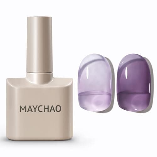 Image of MAYCHAO 15ML Gel Nail Polish, Crystal Purple Jelly Gel Polish Soak Off UV LED Nail Varnish Nail Art Starter Manicure Salon DIY at Home, 0.5 OZ