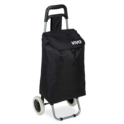 Image of 59L Folding Lightweight Shopping Trolley, Hard Wearing & Foldaway for Easy Storage, Large Shopping Trolley on 2 Wheels Shopping Cart Black