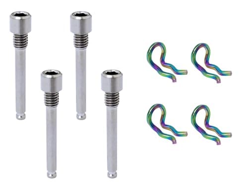 Image of Young Wolf 4 Sets Titanium Alloy Bicycle Caliper Screw Brake Pad Bolt Screw M4 Disc Brake Caliper Bolt Pin with Circlips Compatible with Shimano