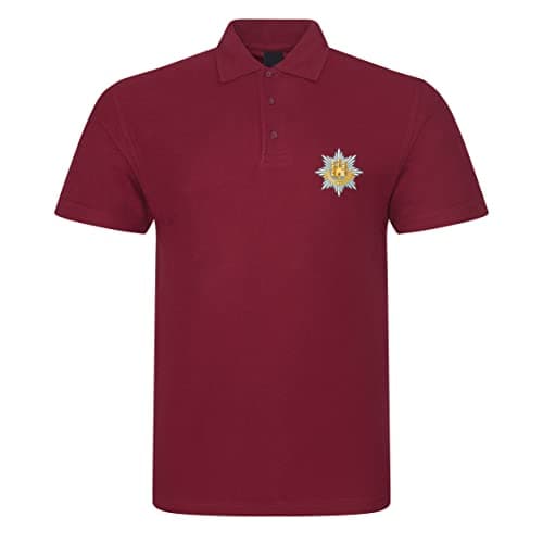 Image of Apm Apparel Royal Anglian Regiment Insignia Mens Embroidered Polo Shirt British Army Military Embroidery (UK, Alpha, L, Regular, Regular, Maroon)