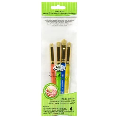 Image of Royal & Langnickel Clear Choice Stencil Brush Set 4 Pieces, Short, Domed 1/4 inch Filbert Small, Bristle, Multicolour, S