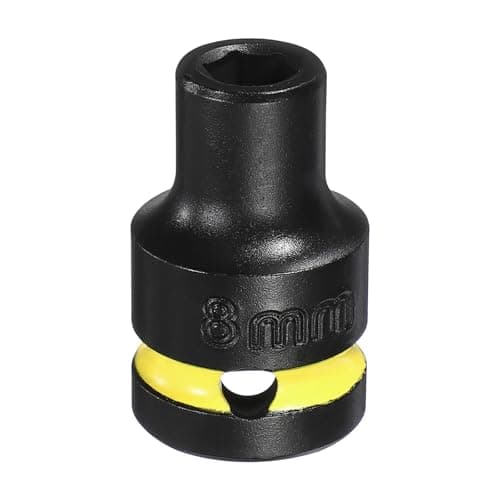 Image of sourcing map 6 Point Shallow Impact Socket 1/2" Drive 8mm Metric CR-V Steel Spindle Axle Hex Nut Bolt Sockets 1.5" Long for Auto Machine Repair, Black Yellow