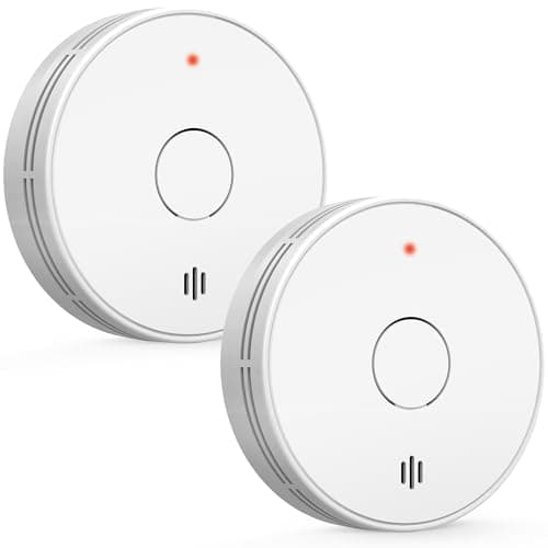 Image of Smoke Alarms for Home, 10 Years Battery Smoke Detectors with Big Test/Silence Button, Fire Alarm with Adhesive Tape, Conforms to EN14604 Standard, 2-Pack