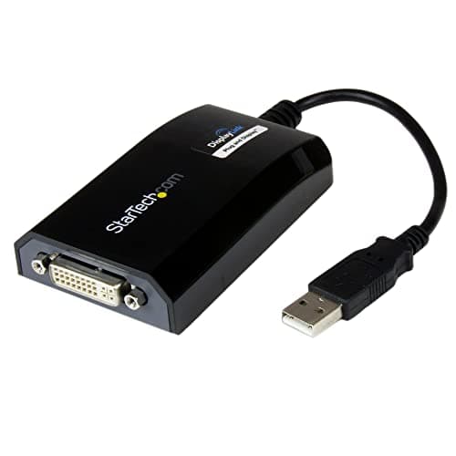 Image of StarTech.com USB to DVI Adapter - 1920x1200 - External Video & Graphics Card - Dual Monitor Display Adapter Cable - Supports Mac & Windows (USB2DVIPRO2),Black