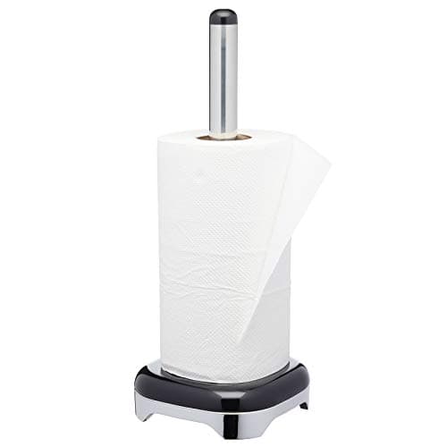 Image of KitchenCraft Lovello Retro Metal Kitchen Roll Holder, 35 cm (14") - Silver/Black