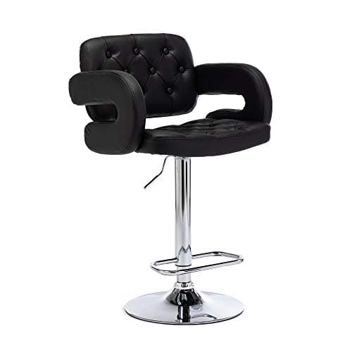 Image of HNNHOME Mercury Pu Swivel Faux Leather Breakfast Kitchen Bar Stool Pub Barstool (Black-Pu)