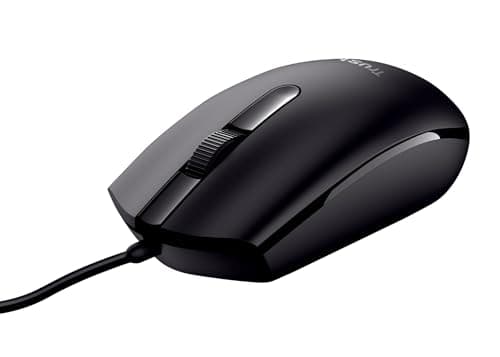 Image of Trust Basi Computer Mouse with Optical Sensor, 3 Buttons, Wired Mouse for Left and Right Handed Users, 160 cm Cable, Plug & Play USB Mouse for PC, Laptop, Mac - Black