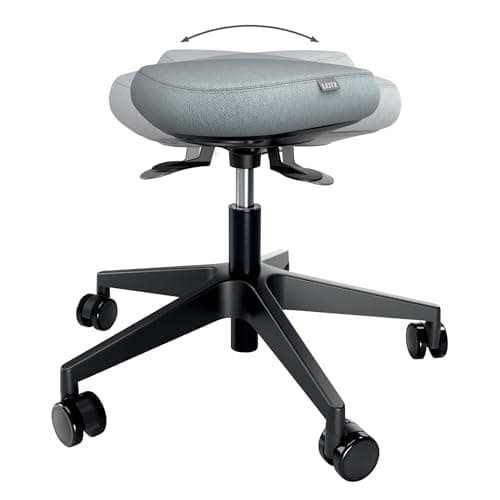 Image of Leitz Ergo Active Height Adjustable (47-60cm) Wobble Stool On Wheels - Dual Density Foam Seat Cushion, Ergonomic Saddle Stool for Home, Office, Professionals and Hobbyists, Ergo Range, Black, 65770095